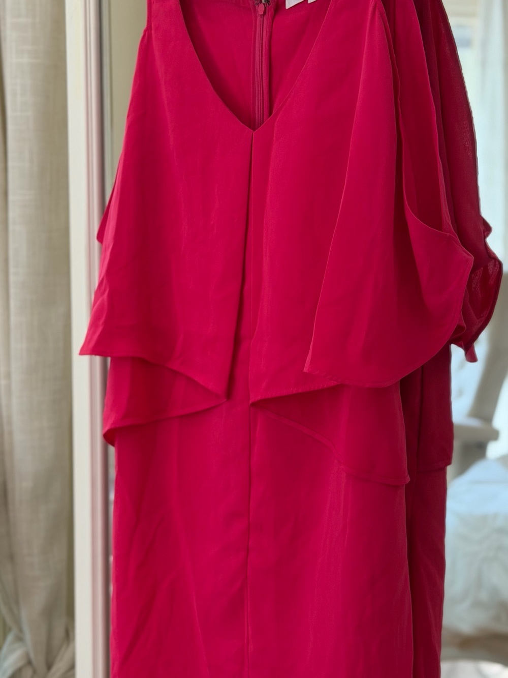 Fun. Flirty. Elegant Fuchsia Layered V-Neck Women’s Shift Dress